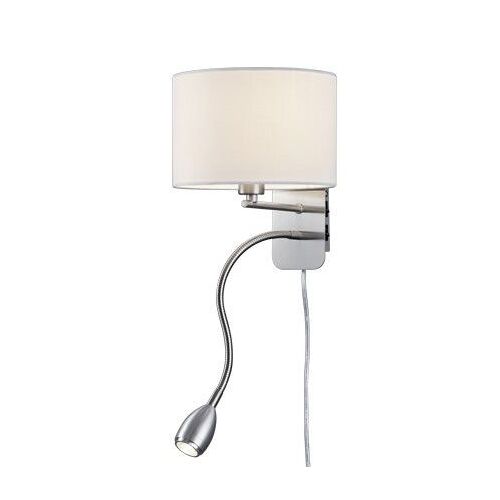 Trio Hotel Lampe De Lecture Young Living Nickel Mat Avec Abat-Jour Blanc