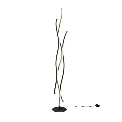 Trio Blaze Lampadaire Led Intégré Moderne En Laiton Mat 2300-3000-4000k Avec Interrupteur Au Pied