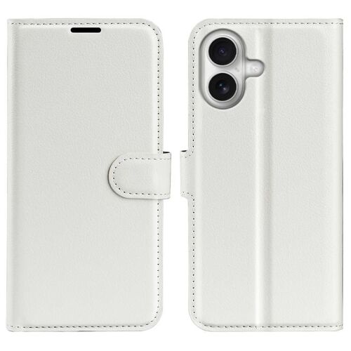Coque pour iPhone 17, Étui en Cuir Synthétique Texturé Litchi, Flip Horizontal avec Support, Blanc