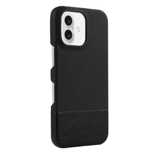 Coque pour iPhone 17, Étui Hybride en PC et PU avec MagSafe, Tissu Couture - Noir