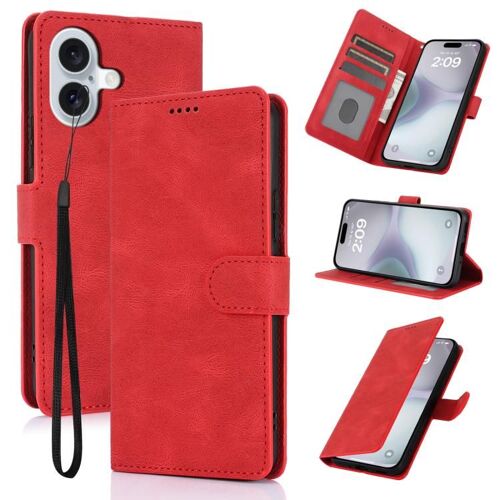 Coque pour iPhone 17, Texture Cuir de Veau Fantaisie Toucher Peau - Rouge
