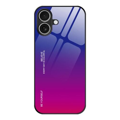 Coque Pour Iphone 17, Étui En Verre Couleur Dégradé - Protection Antichoc Et Anti-Rayures - Violet Rouge