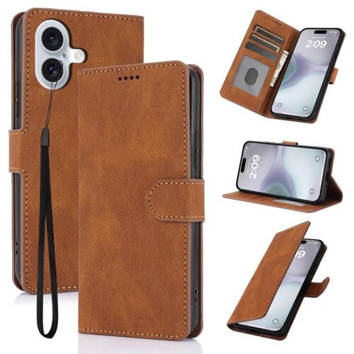 Coque pour iPhone 17, Texture Cuir de Veau Fantaisie Toucher Peau - Brun