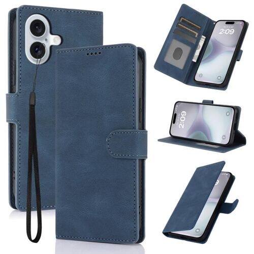 Coque pour iPhone 17, Texture Cuir de Veau Fantaisie Toucher Peau - Bleu