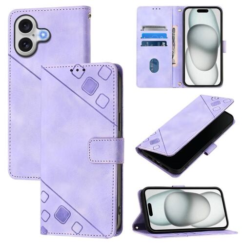 Coque pour iPhone 17, Étui en Cuir Embossé au Toucher Peau, Protection Élégante, Violet clair