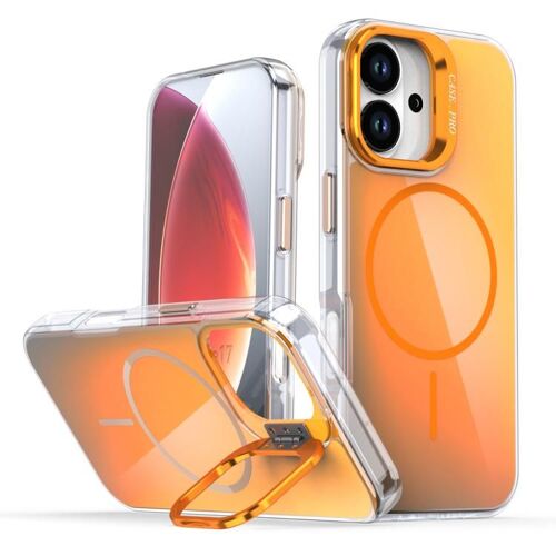 Coque pour iPhone 17, Support Intégré avec Lentille Dégradée, Compatible MagSafe, Orange