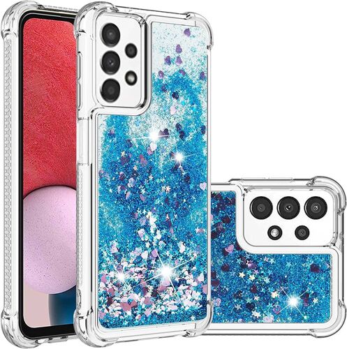 Coque Pour Samsung Galaxy A13 4g,Paillette Brillante Quicksands Transparente Antichoc De Protection Silicone Tpu Housse Pour Galaxy A13 4g,Ybls Blue Heart