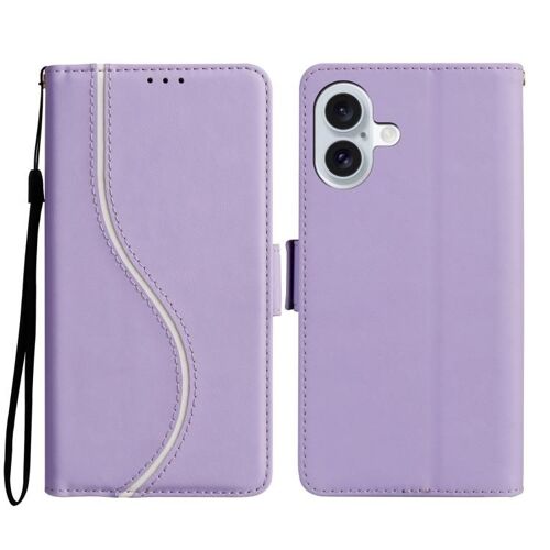 Coque pour iPhone 17, Étui en Cuir S Courbe avec Boucle Latérale - Violet