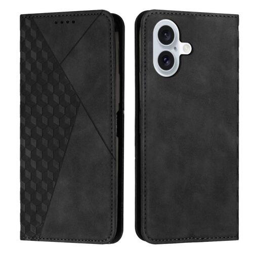 Coque pour iPhone 17, Étui en Cuir Magnétique avec Texture Diamant - Toucher Peau, Protection Élégante - Noir