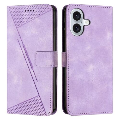 Coque pour iPhone 17, Étui en Cuir Triangle Rêve avec Lanière - Violet