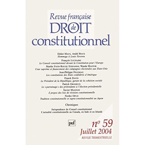 Revue Francaise De Droit Constitutionnel 2004 N 59
