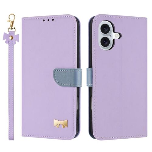 Coque pour iPhone 17, Étui en Cuir avec Poignée en Métal et Sangle - Violet