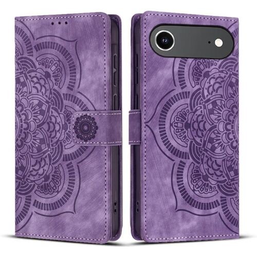 Coque pour iPhone Air, Cuir Synthétique Embossé Mandala Rétro, Protection Antichoc et Anti-Rayures - Givré - Violet