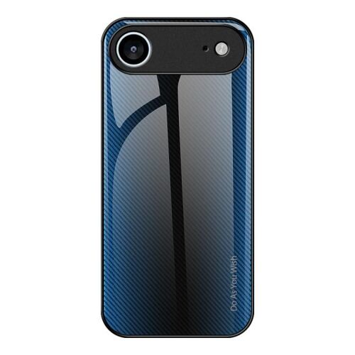 Coque Pour Iphone Air, Protection En Verre Texturé Dégradé Tpu - Transparent - Bleu