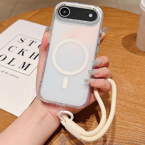Coque Pour Iphone Air, Protection Magsafe Anti-Décoloration Avec Dragonne - Ombre Lumineuse - Blanc