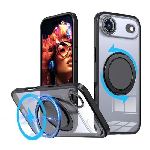 Coque pour iPhone Air, Support Magnétique Rotatif 360 Degrés MagSafe - Noir