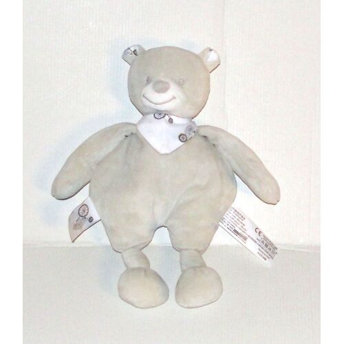 Doudou Ours Gris Monop - Peluche Ourson Foulard Mon Petit Ours A Velo