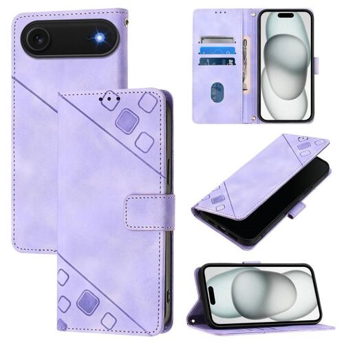 Coque pour iPhone Air, Protection Tactile en Cuir Embossé - Violet clair