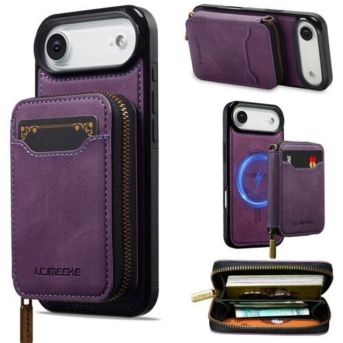 Coque Pour Iphone Air Lc.Imeeke L6, Étui Zippé Avec Poche Pour Cartes, Compatible Magsafe - Violet