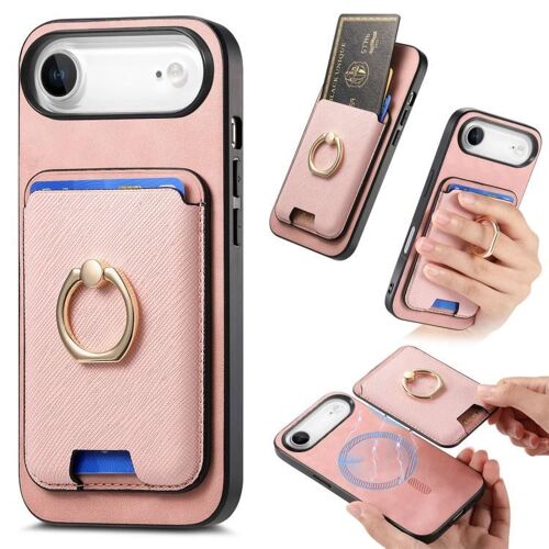 Coque pour iPhone Air, Sac à Cartes en Cuir Rétro avec MagSafe - Protection Élégante et Pratique - Rose