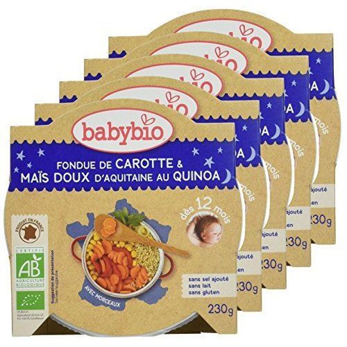 Babybio Assiette Fondue Carotte Maïs Quinoa 230 G - Lot De 5