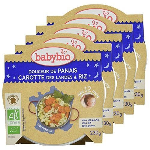 Babybio Assiette Douceur De Panais Du Val De Loire Carotte/Riz 230 G - Lot De 5