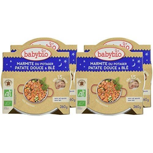 Babybio Assiette Marmite Du Potager Patate Douce/Blé 260 G - Lot De 4