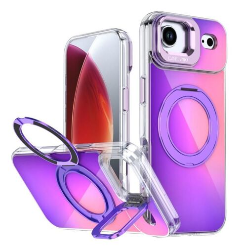 Coque Pour Iphone Air, Support Rotatif Avec Objectif Et Kickstand, Dégradé De Couleur, Compatible Magsafe - Multicolore - Violet