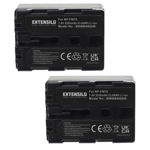 EXTENSILO 2x Batterie compatible avec Sony MVC-CD400, MVC-CD500, MVC-CD250, MVC-CD300, MVC-CD350 appareil photo (3200mAh, 7,4V, Li-ion)