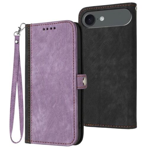 Coque pour iPhone Air, Étui en Cuir avec Boucle Latérale et Poignée Double Pliée - Violet