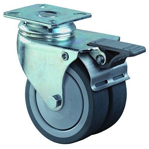 BS Rollen Roulement de Roue pivotante avec plaque Double Roue 50mm en caoutchouc avec feststellung, b120.a85.050