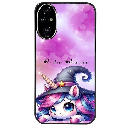 Coque Noire Pour Honor 200 Pro 5g Motif Licorne Magic Avec Prenom