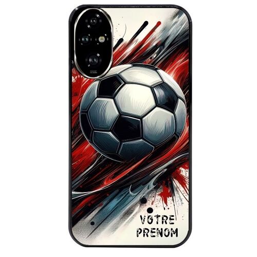 Coque Noire Pour Honor 200 Pro 5g Motif Ballon Foot Avec Prenom