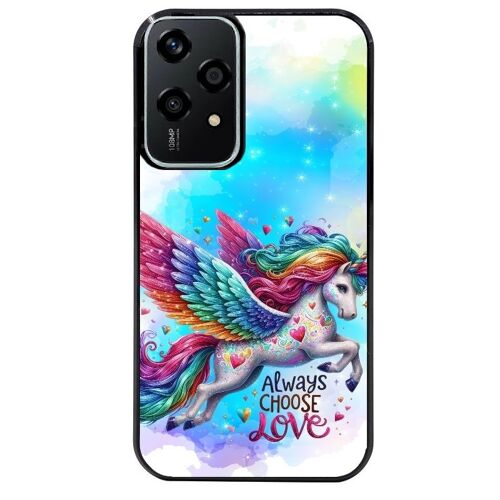 Coque Noire Pour Honor 200 Lite Motif Licorne Love