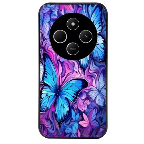 Coque Noire Pour Poco C75 Papillon Violet Uv