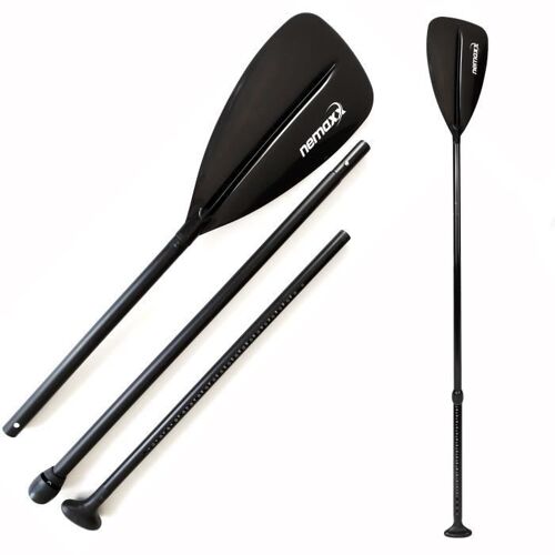 Pagaie En Aluminium 175 - 220cm Nemaxx Profi Pour Stand Up Paddle Board, Sup 3 Pièces, Kayak Et Bateau - Noir - Extra-Léger