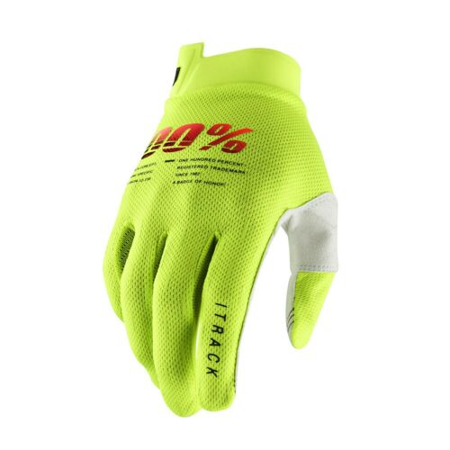 Gants Moto Cross 100% Itrack - Jaune Fluo - L