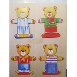 Puzzle En Bois Oursons À Reconstituer (4 Oursons)