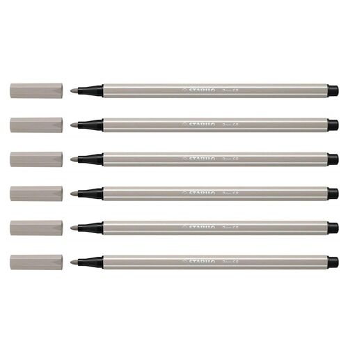 Stabilo Lot De 6 Stylos Feutre Dessin Pen 68, Gris Perle