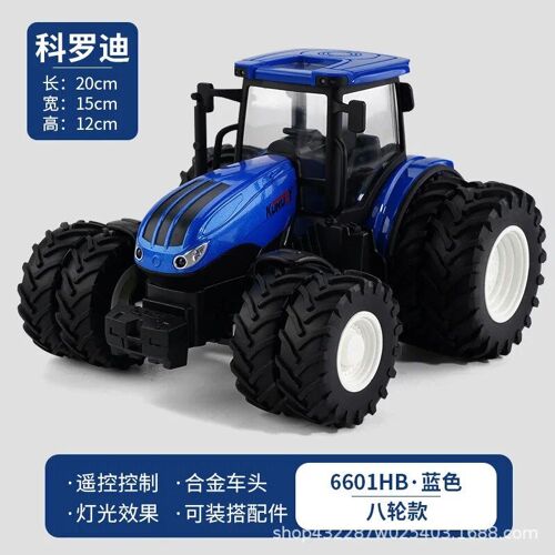 Bleu 8 Roues - Tracteur Rc, Remorque En Alliage, Véhicule De Transport, Ingénierie, Véhicule Agricole, Simulation, Jouets Agricoles Avec Phares Led, Simulateur Agricole