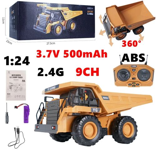 Rc Camion Rc Pelle 1:20/24 Dumper Technique Véhicule Pelle 2.4g Radiocommandé Voitures Jouets Pour Enfants Rc Cadeaux D'anniversaire