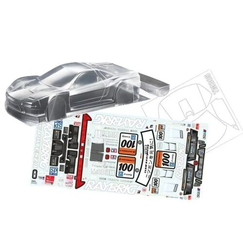 Coque De Carrosserie Lexan Avec Aile Arrière Et Autocollant Raybrig Pour Voiture De Dérive Rc Sur Route, Mini Tambours Honda Nsx, Travail Transparent, 1/10mm, 225