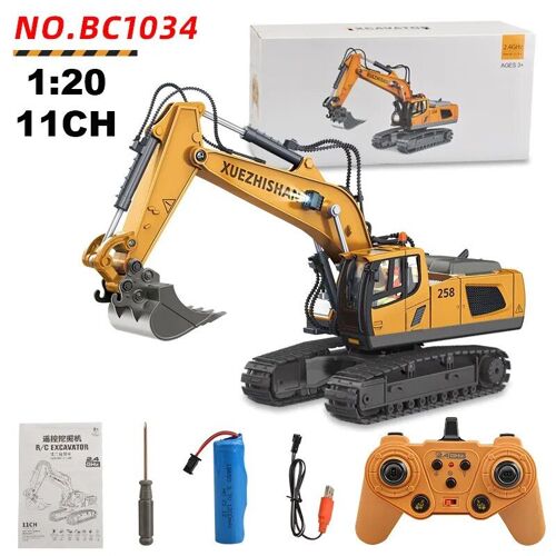 Bulldozer En Alliage De Type Pelle, Camion, Voiture, Chariot Élévateur D'ingénierie Lourd, Jouets Cadeaux Pour Enfants, Échelle 1:24, 9ch Rc