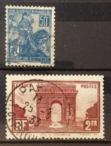 Orléans Jeanne D'arc 50c Bleu (N° 257) + Arc De Triomphe De L'etoile 2f (N° 258) Obl - France Année 1929 - N20766