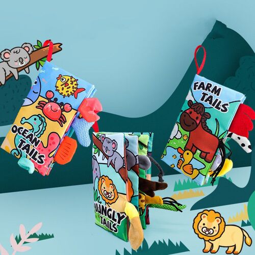 3Pcs Livre Tissu Bébé Livres en Tissu Doux pour Livre D'éveil Bébé Livres en Tissu Doux Lavable Educatif en Tissu Jouet pour Enfants