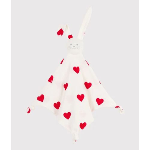 Doudou lapin blanc coeurs rouges Petit bateau
