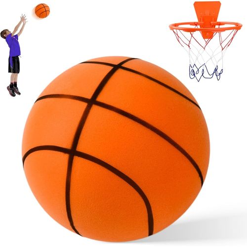 Asfasfq-Ballon De Basket Enfant, Ballon De Basket Silencieux Taille 3, 18cm Ballon Basket Mousse, Basketball D'intérieur Silencieux, Silent Ball Basketball Avec Panier, Pour Enfants 3 4 5 6 Ans