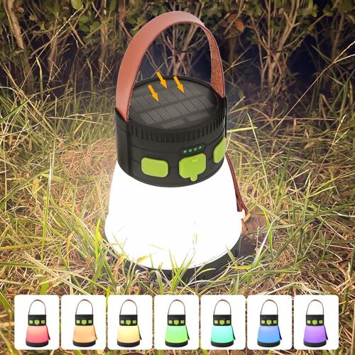 Lampes De Camping Solaires Lanterne Led Rechargeable Modes De Luminosité Multiples Avec Rvb Et Torche Pour La Pêche D'urgence