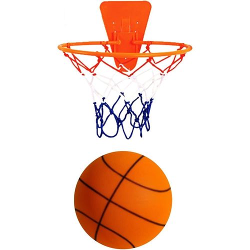 Asfasfq-Silent Basketball, Basket-Ball Silencieux, Ballon En Mousse Haute Densité Non Revêtue, Basket Silencieux Avec Panier, Ballon Mousse D'entraînement En Salle En Mousse, Taille 7 Pour Interieur