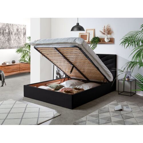 Lit coffre PALMYRE Velours Anthracite 160x200